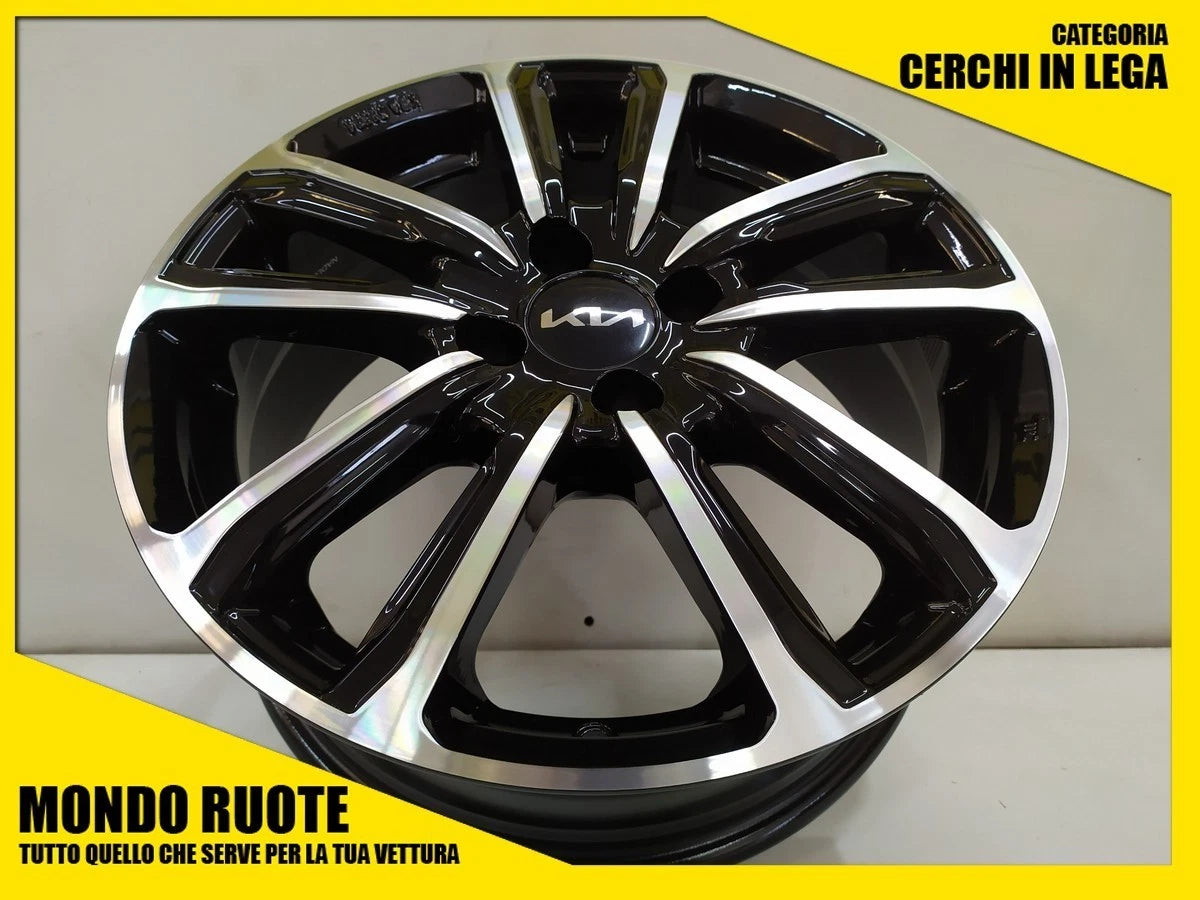 Cerchio MAK nero diamantato lucido design multiradia per cerchi in lega 15 pollici Kia Picanto