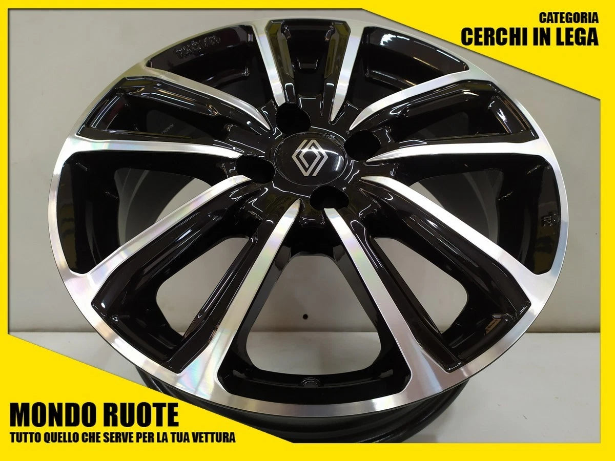 Cerchio MAK nero lucido a razze diamantato con logo Renault al centro cerchi in lega 15 pollici Renault Captur