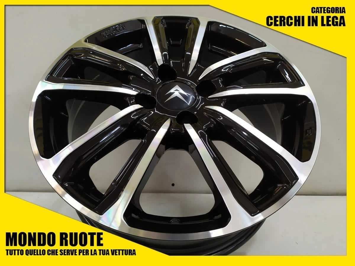 MAK cerchi in lega 15 pollici Citroen C1 nero lucido e diamantato design a multipli raggi per C1
