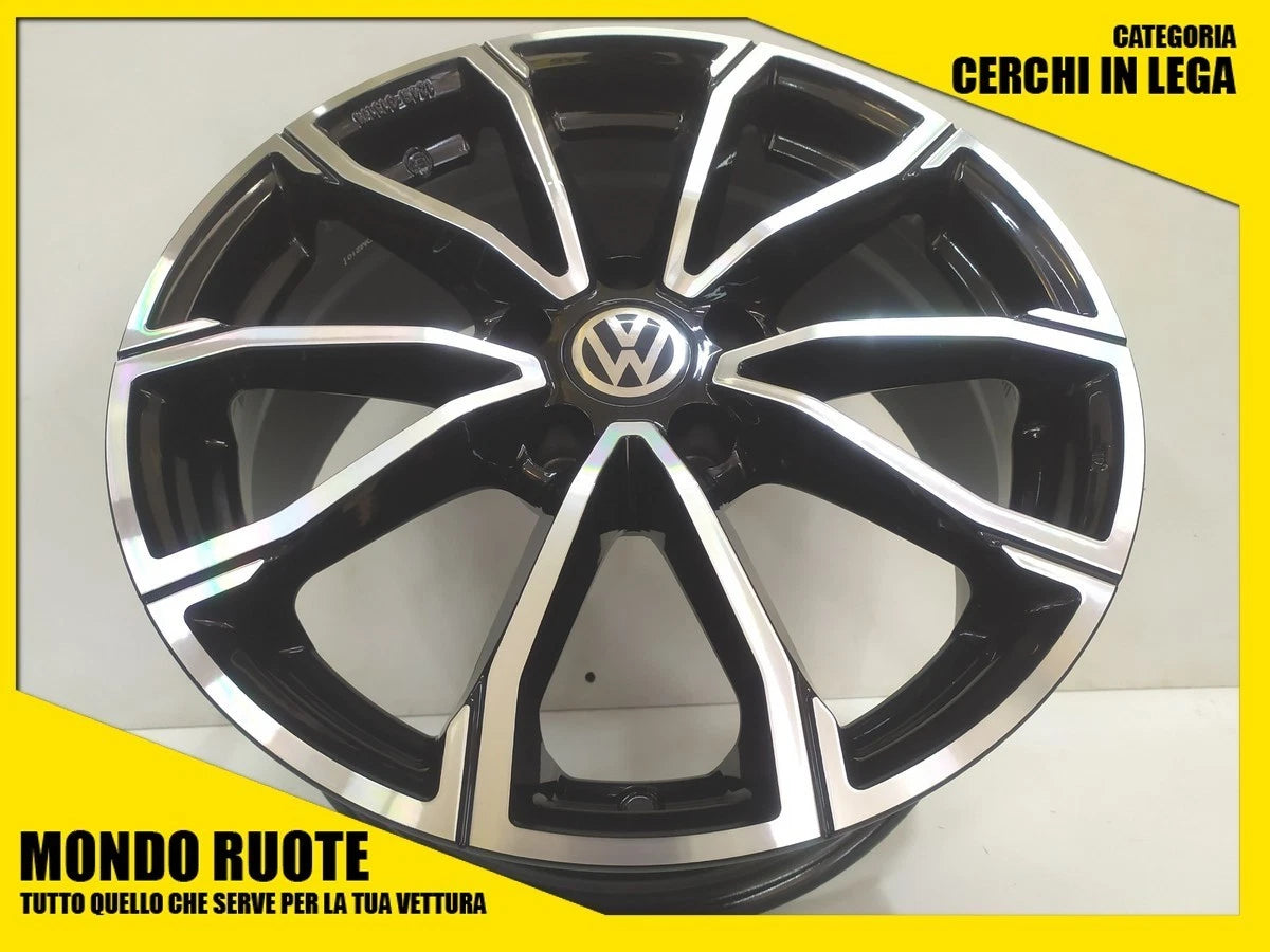MAK cerchi in lega 17 pollici Volkswagen Tiguan nero lucido con finiture diamantate e logo VW centrale