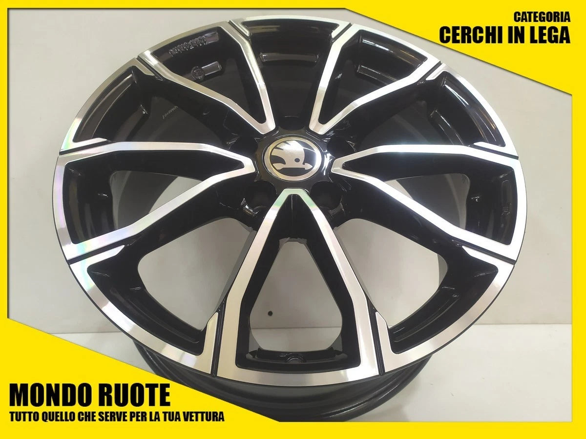 cerchi in lega MAK 17 pollici Skoda cerchio nero diamantato a 10 razze con logo centrale ideale per Skoda