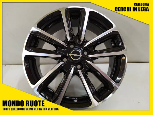 Cerchio MAK nero lucido a raggi effetto diamantato con logo Opel cerchi in lega MAK 15 pollici Opel Corsa